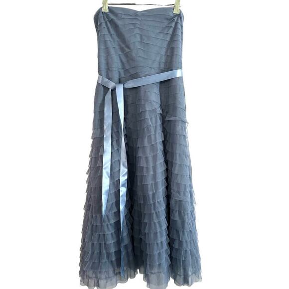 BCBGMAXAZRIA Blue Pleated Strapless Gown Dress 50s-60s Retro Style Tulle - S NWT - Picture 1 of 5